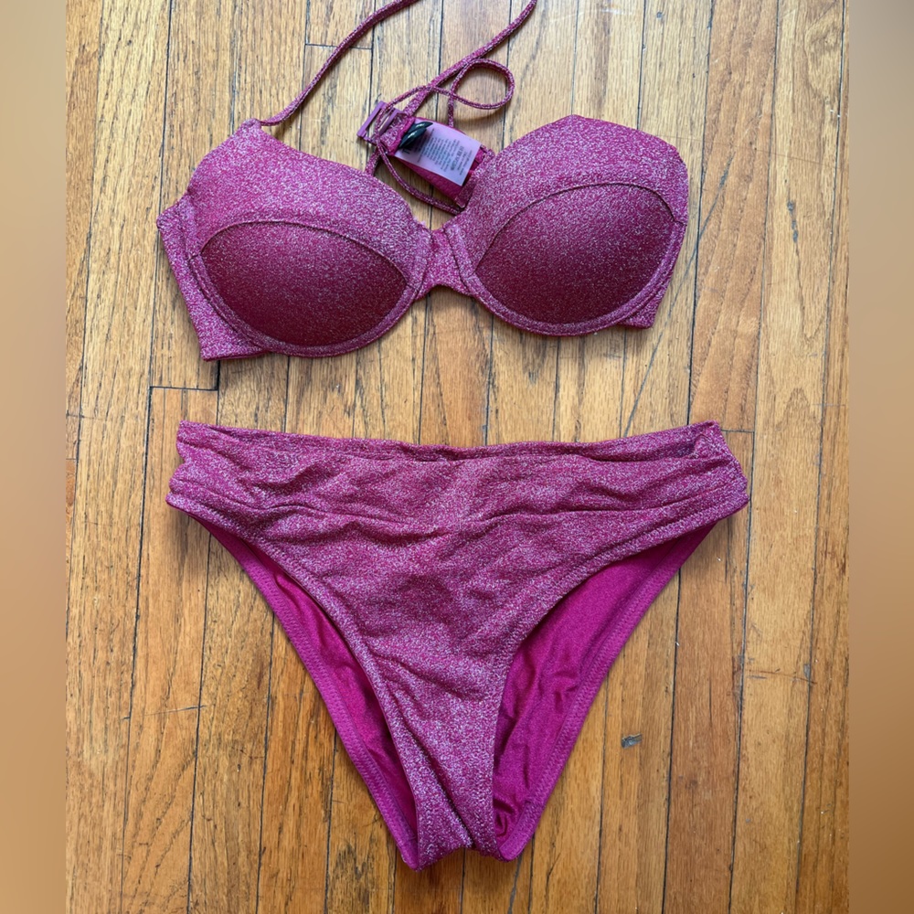 Triangl bikini red sparkle